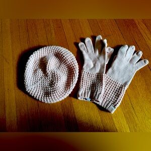 Calvin Klein Baby Pink Waffle Knit Hat & Gloves Set, NWOT
